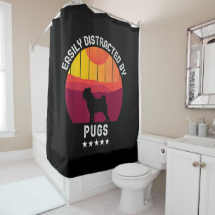 Easily Distracted By Pugs Retro Pug Dog Lover