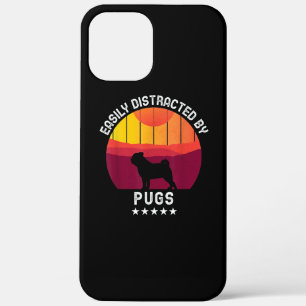 Easily Distracted By Pugs Retro   Pug Dog Lover iPhone 12 Pro Max Case