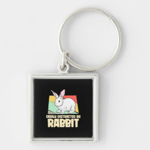 Easily Distracted By Rabbit Keychain