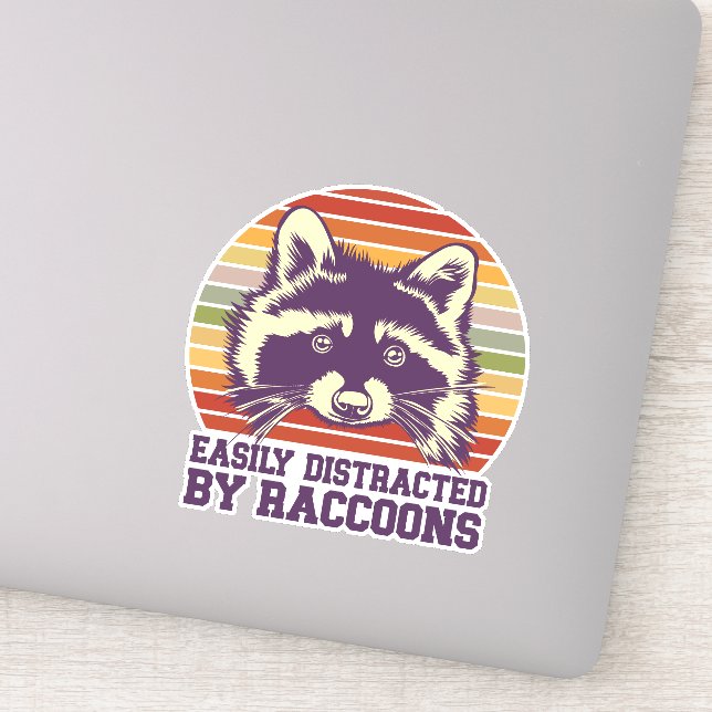 Easily Distracted By Raccoons Retro Vintage Sunset (Detail)