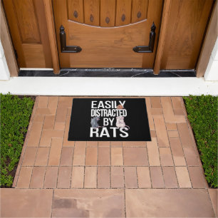 Easily Distracted By Rats Rat Mom Rat Dad Funny Ra Doormat