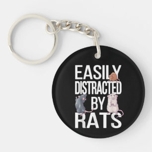 Easily Distracted By Rats Rat Mom Rat Dad Funny Ra Keychain