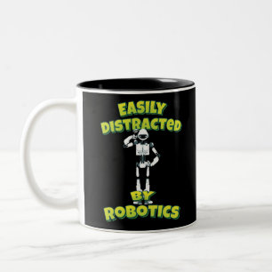 Easily Distracted By Robotics Two-Tone Coffee Mug