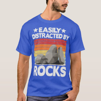 Easily Distracted By Rocks Collector Mineral Retro T-Shirt