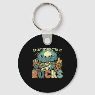 Easily Distracted By Rocks Geology Geologist Colle Keychain