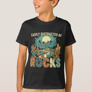 Easily Distracted By Rocks Geology Geologist Colle T-Shirt