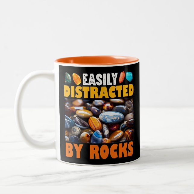 Easily Distracted By Rocks Two-Tone Coffee Mug (Left)