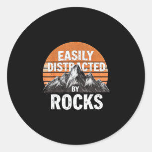 Easily distracted by rocks vintage sunset geology classic round sticker