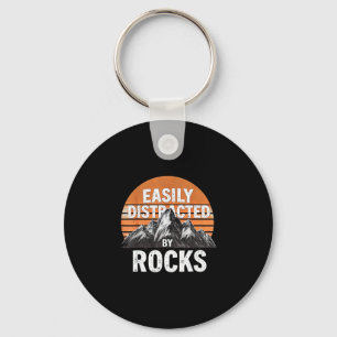 Easily distracted by rocks vintage sunset geology keychain
