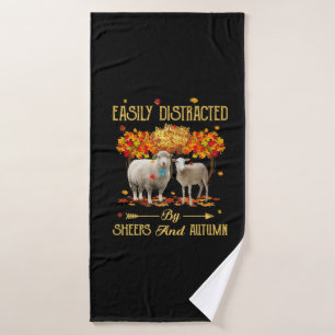 Easily Distracted By Sheeps And Autumn Fall Season Bath Towel