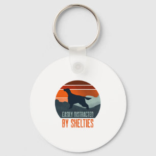 Easily Distracted By Shelties Dog Walking Keychain