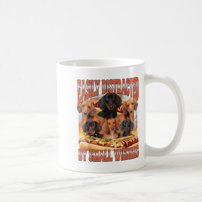 Easily Distracted By Small Wieners Funny Offensive Coffee Mug (Right)