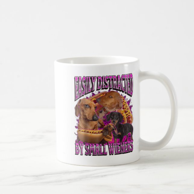 Easily Distracted By Small Wieners Funny Offensive Coffee Mug (Right)
