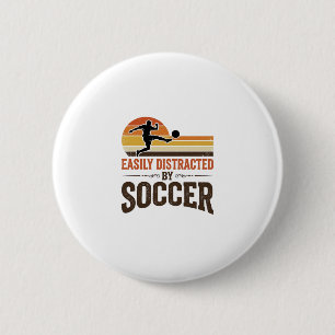 Easily Distracted By Soccer Vintage Shirt Design_1 2 Inch Round Button