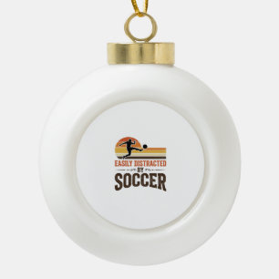 Easily Distracted By Soccer Vintage Shirt Design_1 Ceramic Ball Christmas Ornament