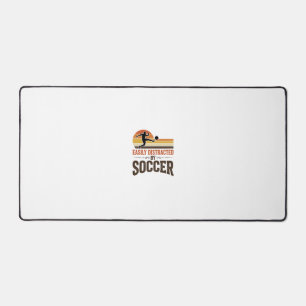 Easily Distracted By Soccer Vintage Shirt Design_1 Desk Mat