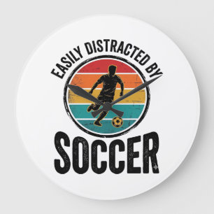 Easily Distracted By Soccer Vintage Shirt Design ( Large Clock