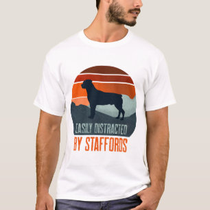 Easily Distracted By Staffords Dog Walking T-Shirt