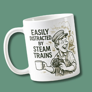 Easily Distracted By Steam Train, Train Driver Fan Coffee Mug