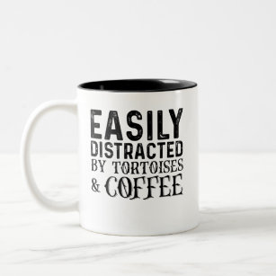 Easily Distracted By Tortoises And Coffee Two-Tone Coffee Mug