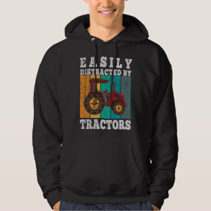 Easily Distracted By Tractors Farmers Kids Boys To Hoodie