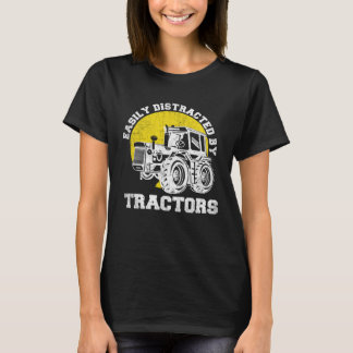 Easily Distracted By Tractors  Farming Tractor T-Shirt
