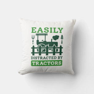 Easily Distracted By Tractors Throw Pillow