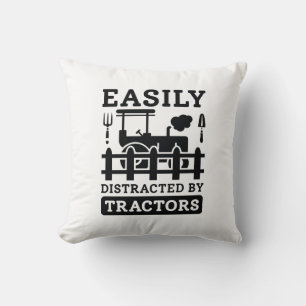Easily Distracted By Tractors Throw Pillow