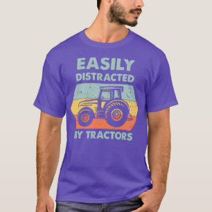 Easily Distracted By Tractors Vintage Farmer Farm  T-Shirt