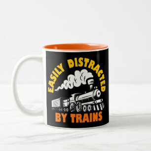 Easily Distracted By Trains Two-Tone Coffee Mug
