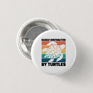 Easily Distracted By Turtles Funny Amphibian Cool 1 Inch Round Button