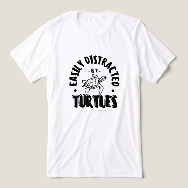 Easily Distracted by Turtles Funny Tri-Blend Shirt (Design Front)