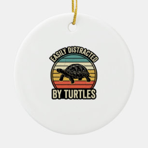 Easily Distracted By Turtles Vintage Graphic Shirt Ceramic Ornament