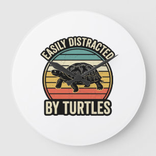 Easily Distracted By Turtles Vintage Graphic Shirt Large Clock