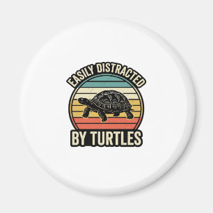 Easily Distracted By Turtles Vintage Graphic Shirt Magnet