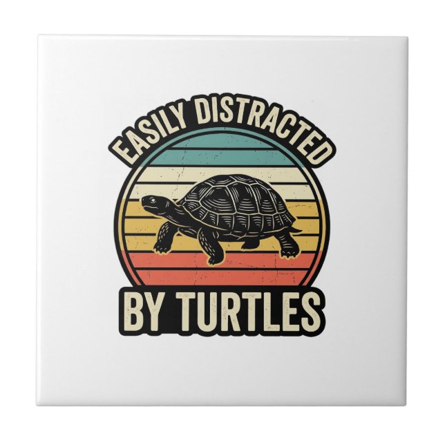 Easily Distracted By Turtles Vintage Graphic Shirt Tile (Front)