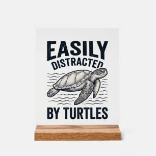 Easily Distracted By Turtles Vintage Shirt Design_ Acrylic Sign
