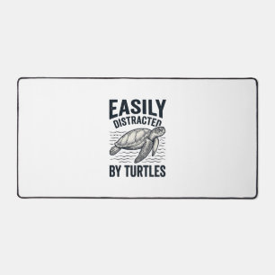 Easily Distracted By Turtles Vintage Shirt Design_ Desk Mat