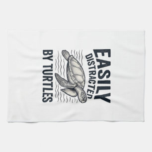 Easily Distracted By Turtles Vintage Shirt Design_ Kitchen Towel