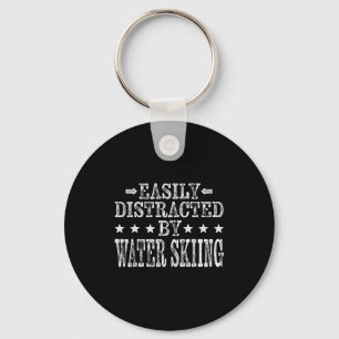 Easily distracted by water skiing - funny water sk keychain