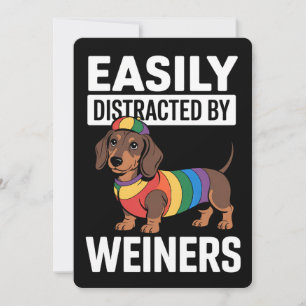 Easily Distracted By Weiners LGBTQ Rainbow Gay Invitation
