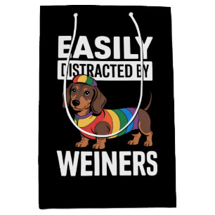 Easily Distracted By Weiners LGBTQ Rainbow Gay Medium Gift Bag