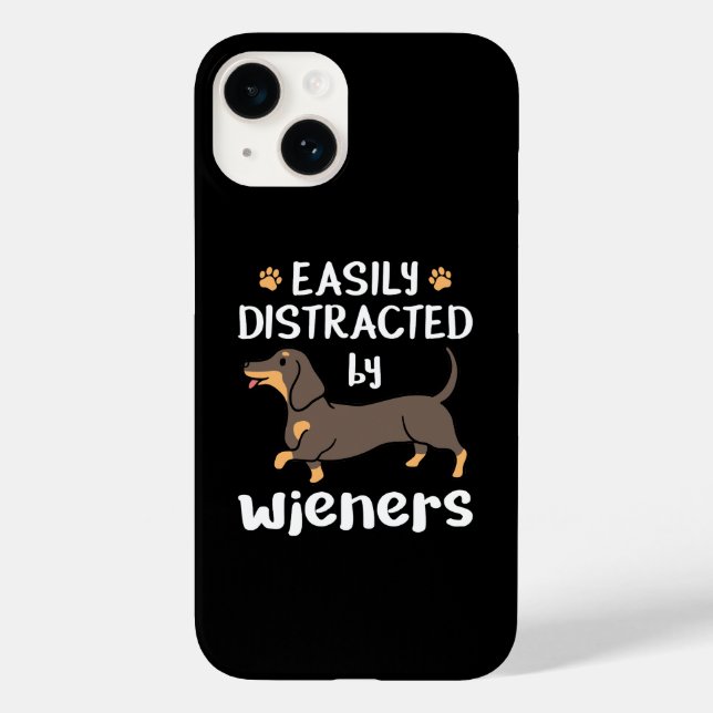 Easily Distracted by Wieners Funny Dachshund Dog Case-Mate iPhone Case (Back)