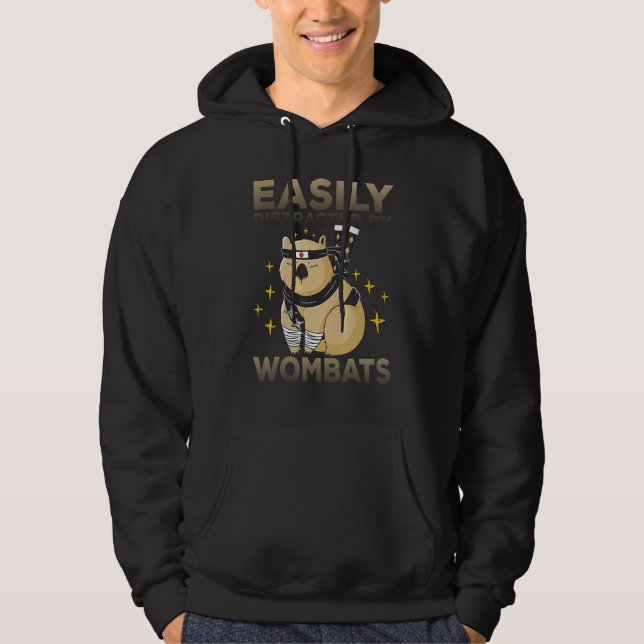 Easily Distracted By Wombats  Wombat Saying 3 Hoodie (Front)