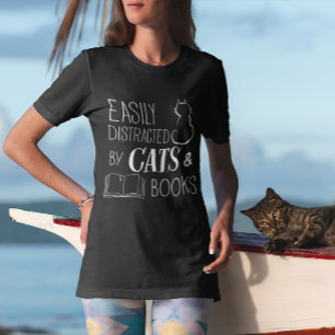 Easily Distracted Cats And Books T-Shirt