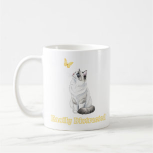 Easily Distracted Cute Cat & Butterfly Design Coffee Mug