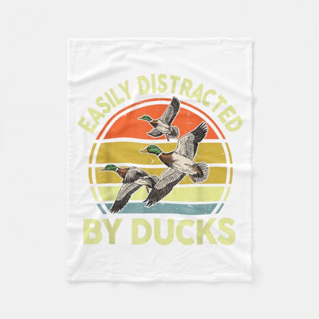 Easily Distracted Duck Hunting Gift Dad Hunter Son Fleece Blanket (Front)