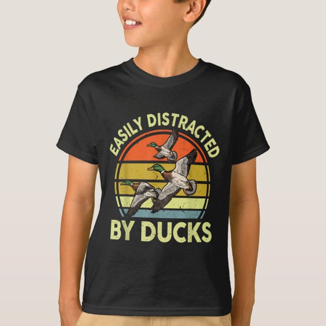 Easily Distracted Duck Hunting Gift Dad Hunter Son T-Shirt (Front)