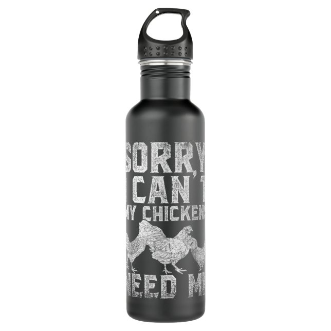 Easily Distracted Rubber Chicken Funny Rubber Chic 710 Ml Water Bottle (Front)