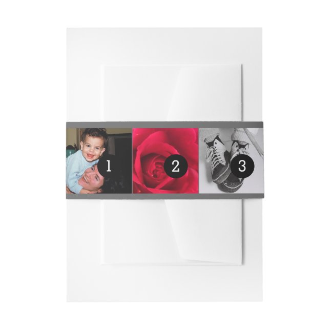 Easily Make Your Own Photo Display with 5 photos Invitation Belly Band (Front Example)
